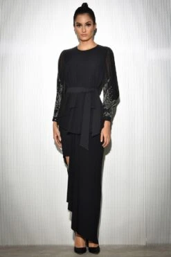 Rohit Gandhi + Rahul Khanna Black Layered Top With Bead Embellishments