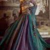 Tarun Tahiliani Teal Silk Organza Draped Lehenga Set
