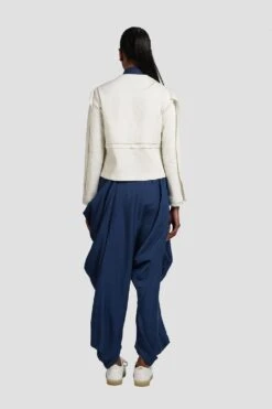 Antar-Agni Blue Linen Blend Draped Pants -Echo Clohting Shop wsl 111 ed rbl 4